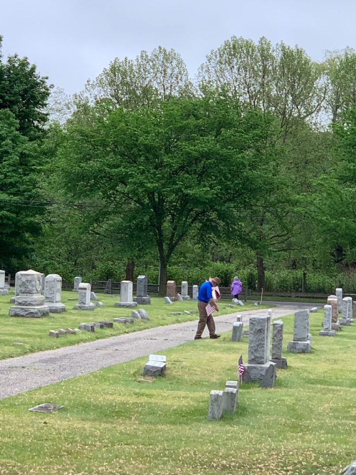 Flags at Center Cemetery on 23 May 2020