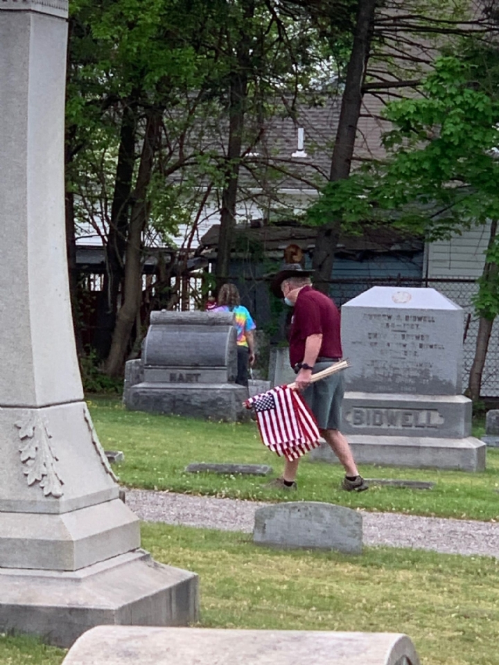 Flags at Center Cemetery on 23 May 2020